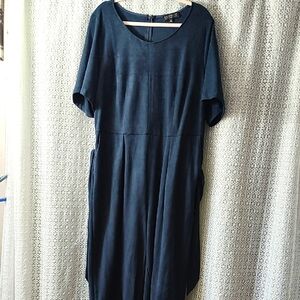 Eloquii Blue Sheath Maxi Jumpsuit Dress with Scoop Neck